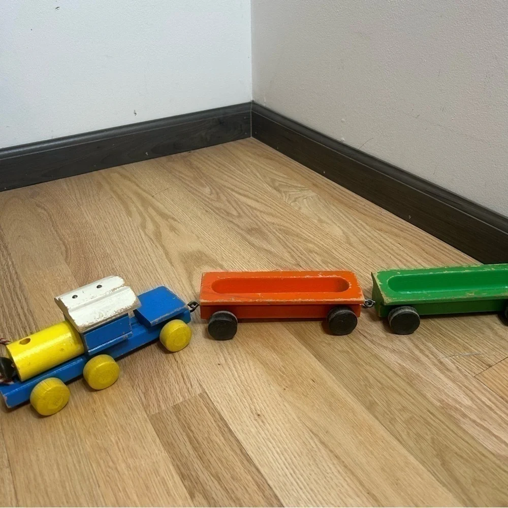 Vintage Playskool Wood Pull Train Caboose Engine 50s 60s Children Kids Toy